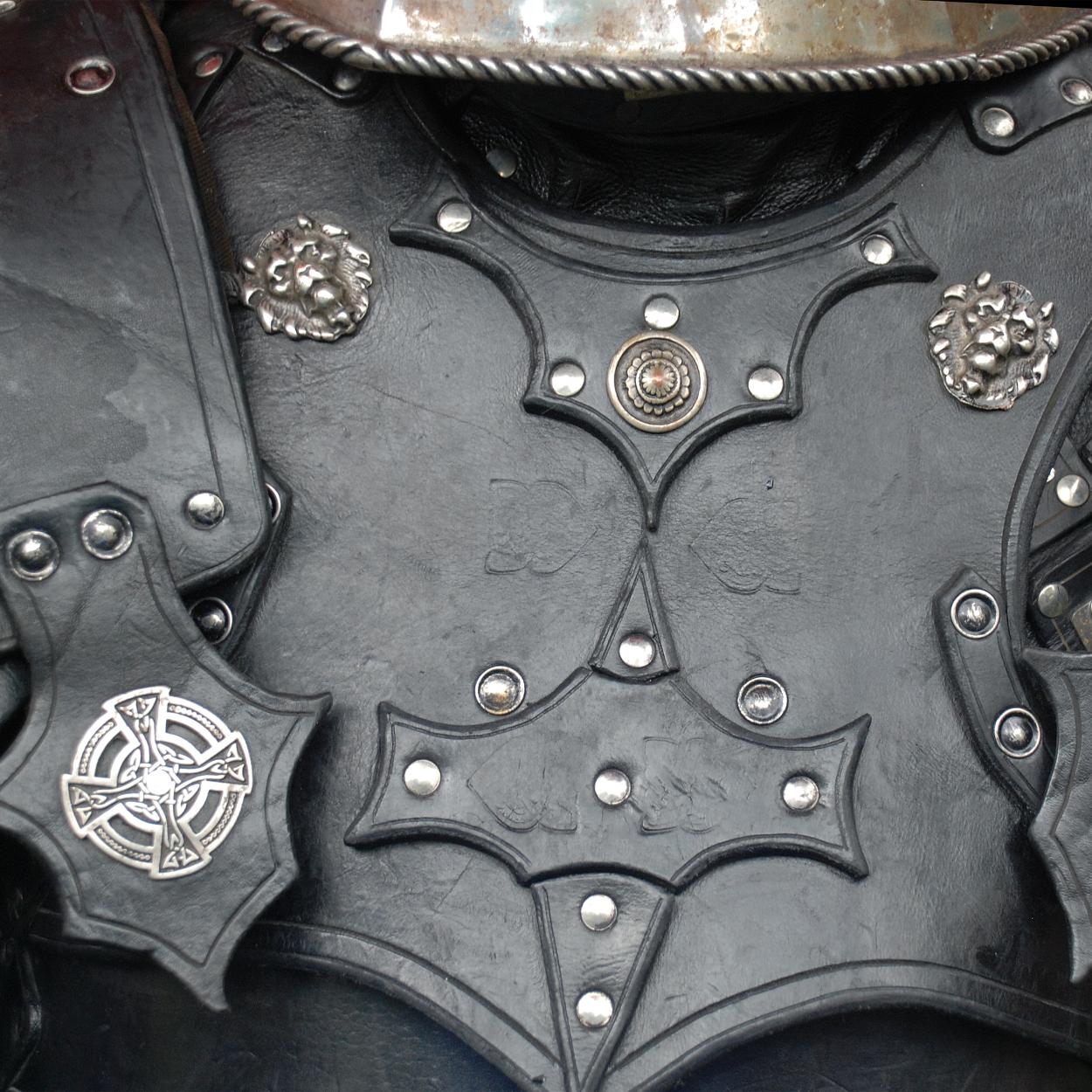 Handmade black leather chestpiece
