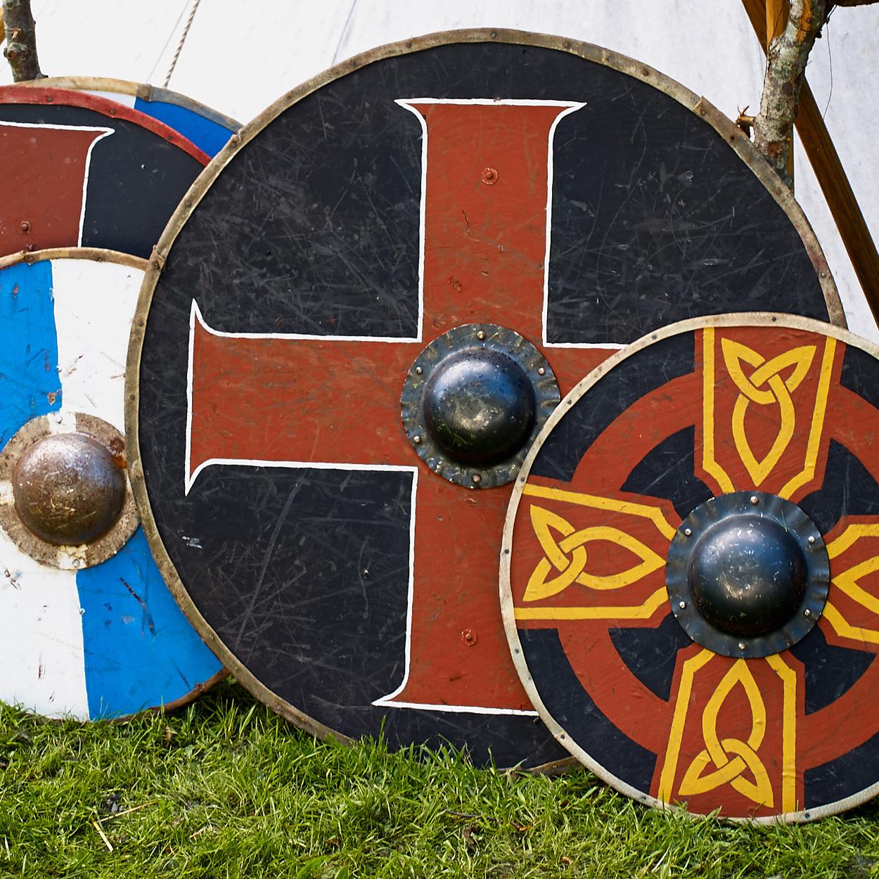 Hand painted historical style shields